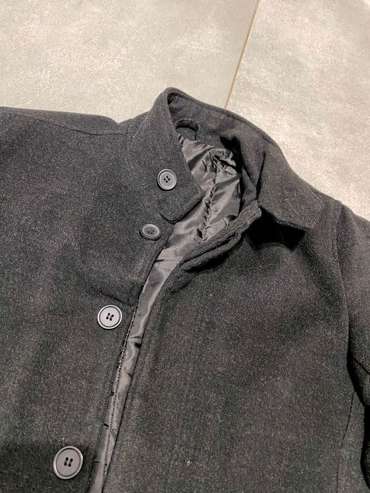 Ciemny szary klasyczny męski płaszcz elegancki M 38