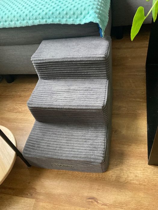 Schodki dla psa, sztruksowe, tapicerowane, 3 stopnie, 30 cm