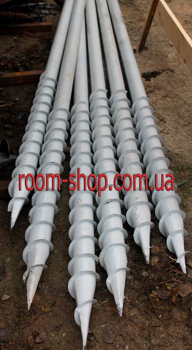 Сваи винтовые, геошуруп, гвинтові палі, сваї, монтаж, наконечники