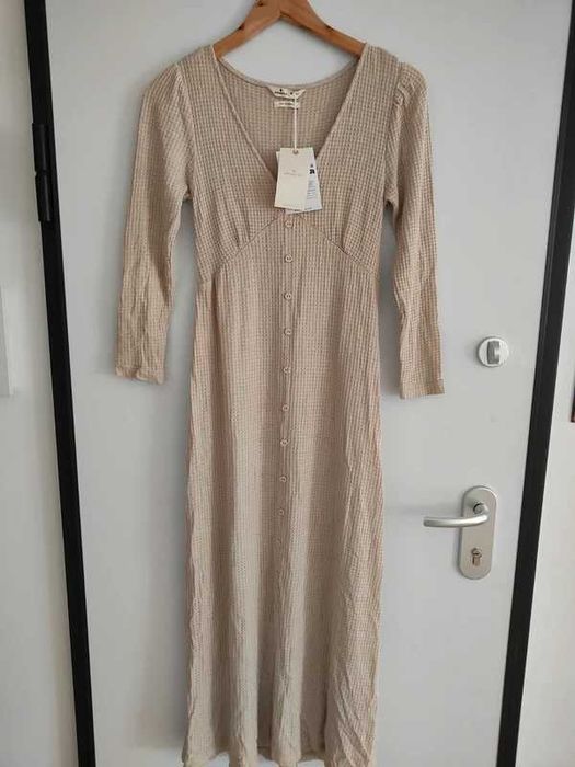 Vestido Midi Springfield - Bege Texturizado (Waffle) - Springfield M