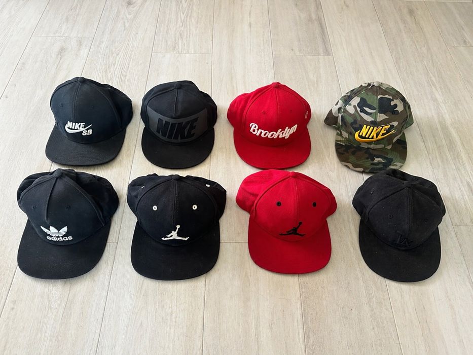 Pakiet 8 x czapka z daszkiem Jordan, Nike, Nike SB, Adidas, New Era Snapback