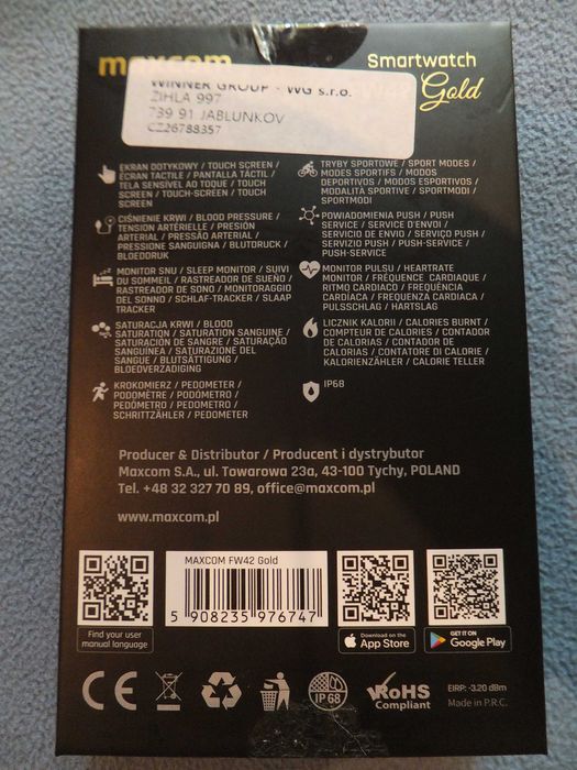 Nowy Smartwatch FW42 Gold MAXCOM zegarek złoty damski kobieta IP68
