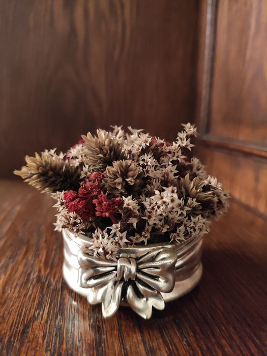 Esferográfica em estojo de madeira e prata. Arranjo em liga de prata