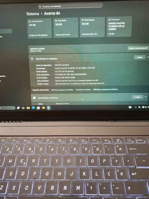 Portátil leve e rápido MSI i5  16Gb SSD 512 Gb