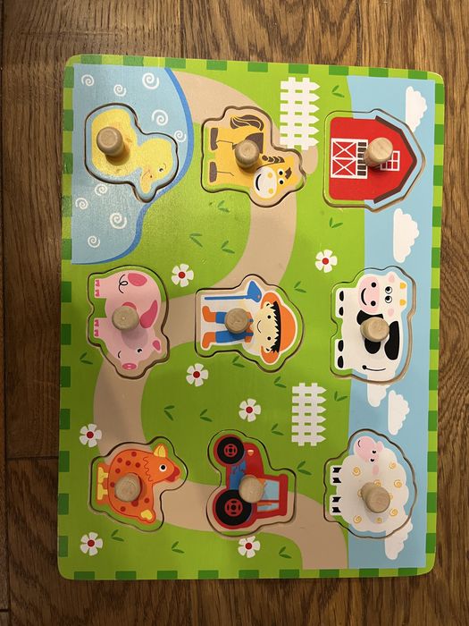Puzzle Drewniane z Uchwytami Farma dla dzieci 9 el