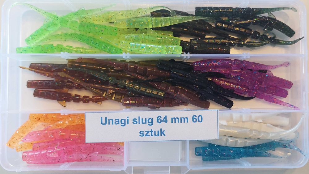 Unagi Slug 64 mm 6.4 cm 0.9g - 60 szt zestaw przynęt okoń pstrąg