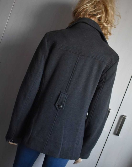 Płaszcz trencz S 36 M przejściowy ocieplany krótki bosmanka bawełniany