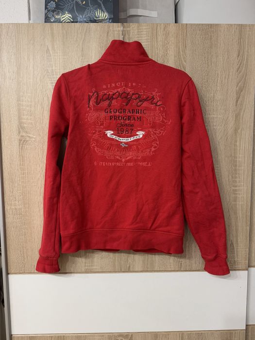 Bluza Napapijri M czerwona geographic logowana vintage damska zip