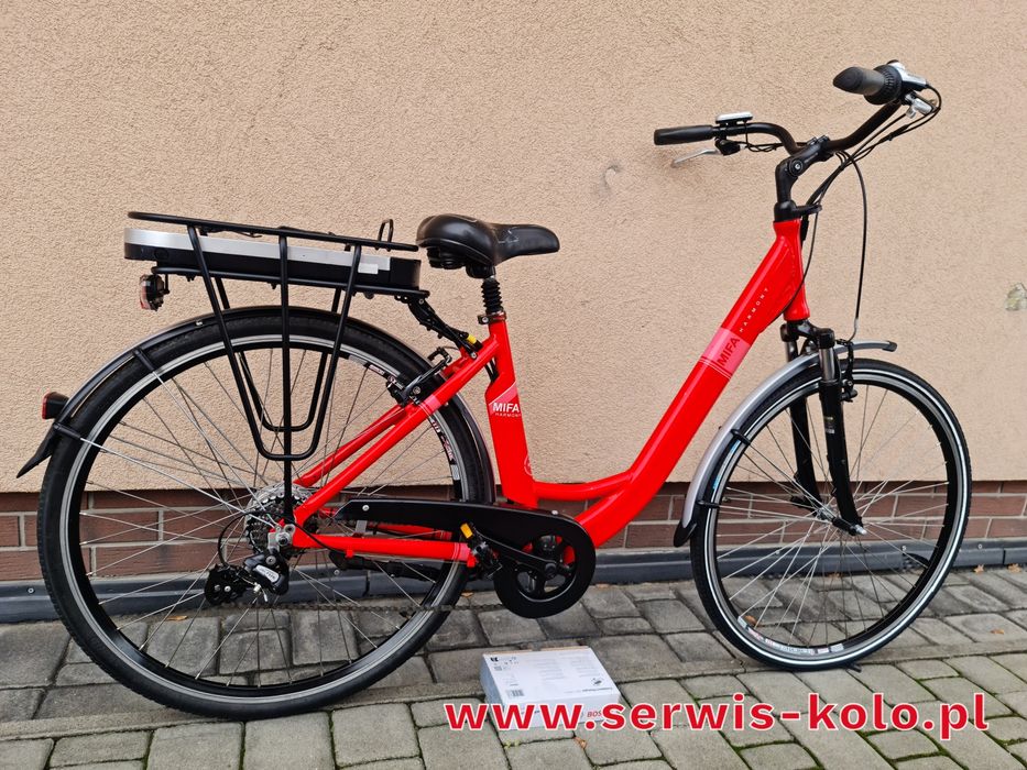 Rower elektryczny damski damka MIFA koła 28 SHIMANO ALTUS aluminium