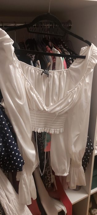 Komplet spódnica bluzka top la perla wiazany zestaw satynowy push up b