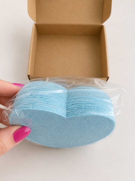 Esponjas Faciais Comprimidas em Forma de Coração – Azul