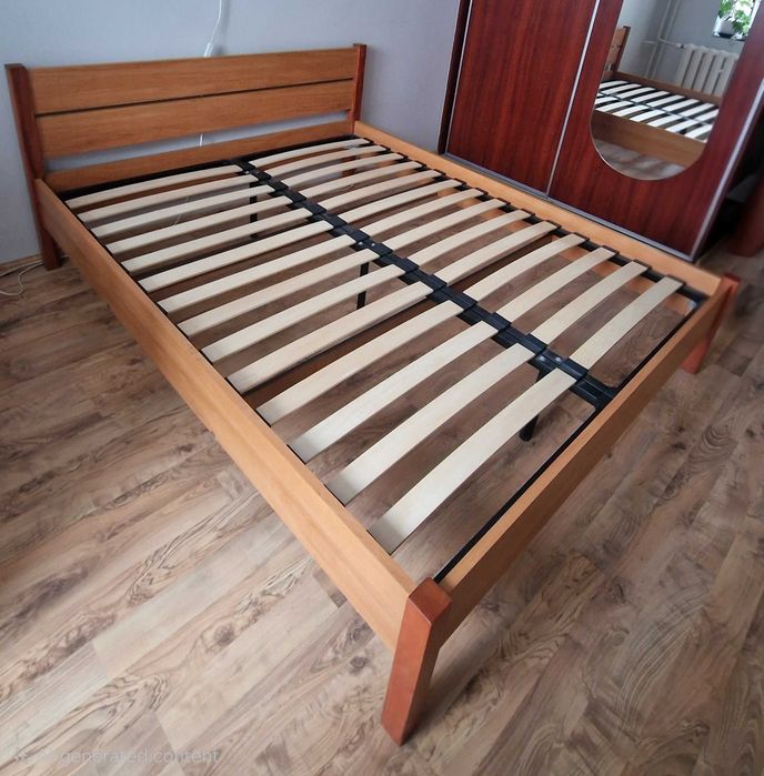 Solidna drewniana rama łóżka 160x200 + Stelaż + 2 szuflady