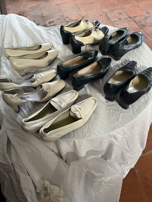 Sapatos de senhora n-39/40 em azul e creme