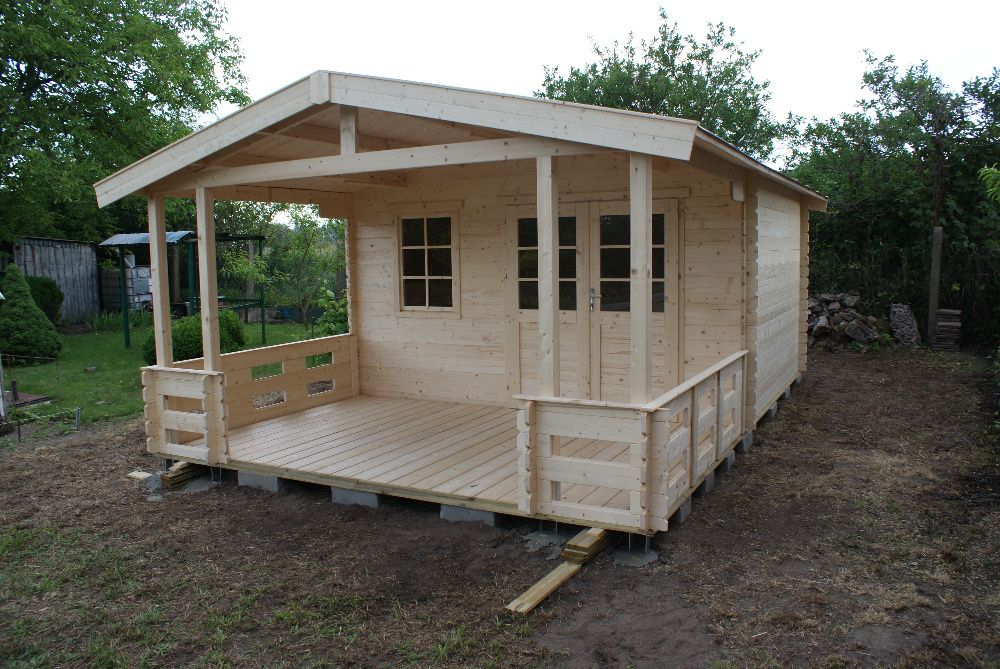 OD RĘKI Domek ogrodowy z tarasem drewniany 28mm, 6x4,1 podłoga weranda altana domek narzędziowy na działkę na ogród od producenta pergola ROD