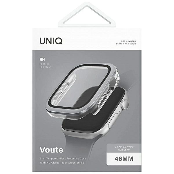Etui ze szkłem hartowanym UNIQ Voute na Apple Watch 10/46 mm - srebrne