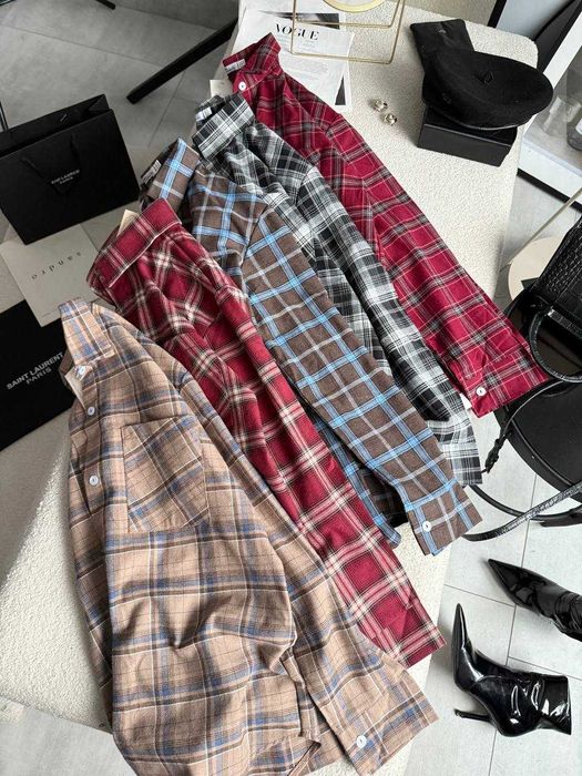 Женская рубашка в клетку/Жіноча сорочка в клітинку модель 594