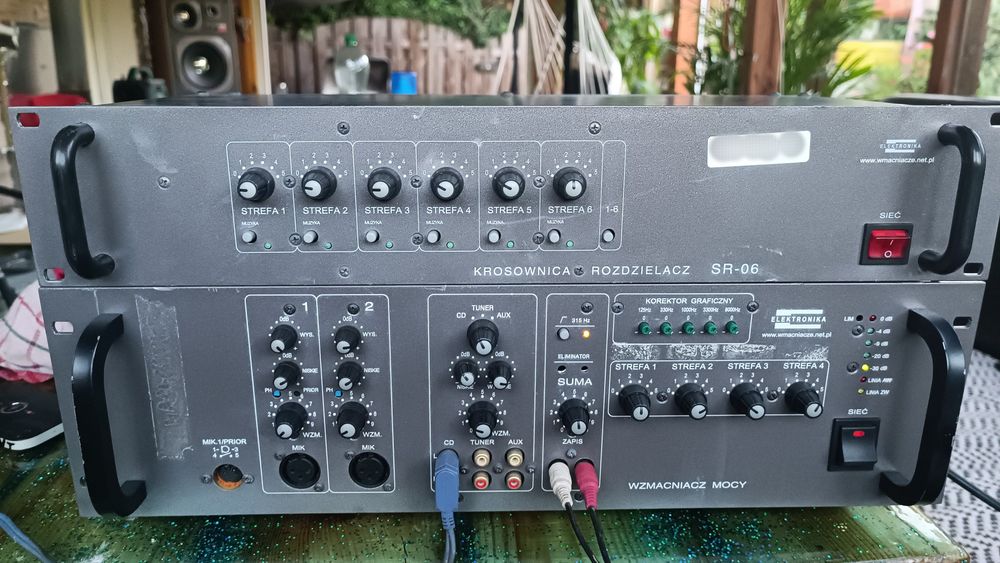 Wzmacniacz mocy elektronika WM-3507 + krosownica rozdzielacz SR-06