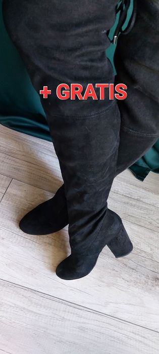 Czarne, zamszowe kozaki za kolano HIT r. 37