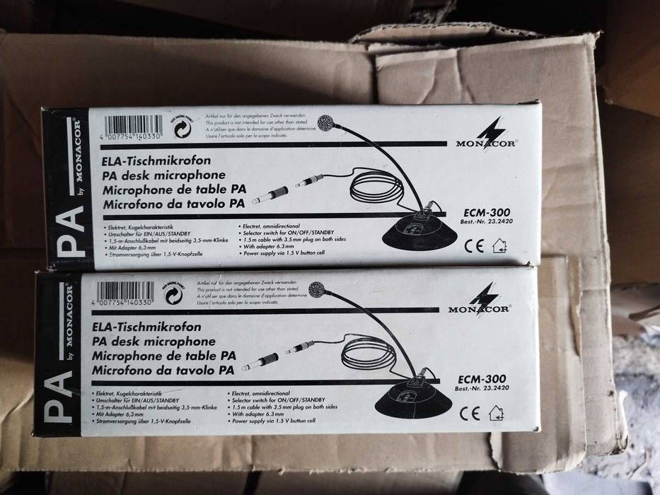 Mikrofon pulpitowy Monacor ECM-300 oraz PA-1200RC