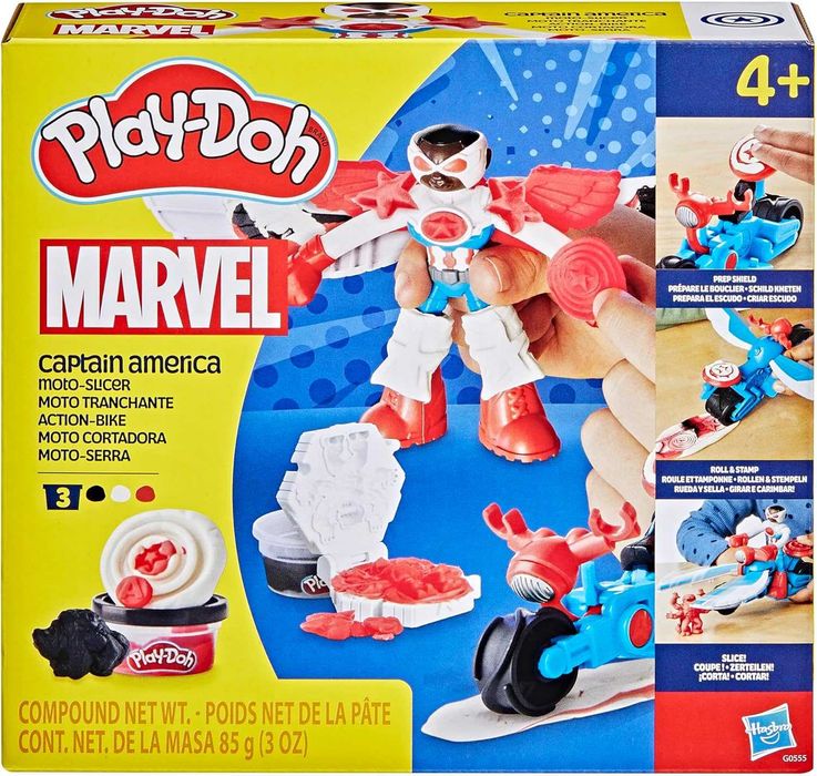 Ігровий набір Hasbro Play-Doh Marvel Captain America Moto-Slicer Капітан Америка Мото-Слайсер з фігуркою Бенді G0555
