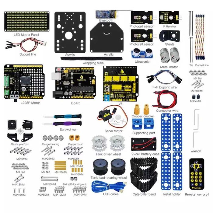 Набор Arduino Keyestudio Mini Tank Robot V2