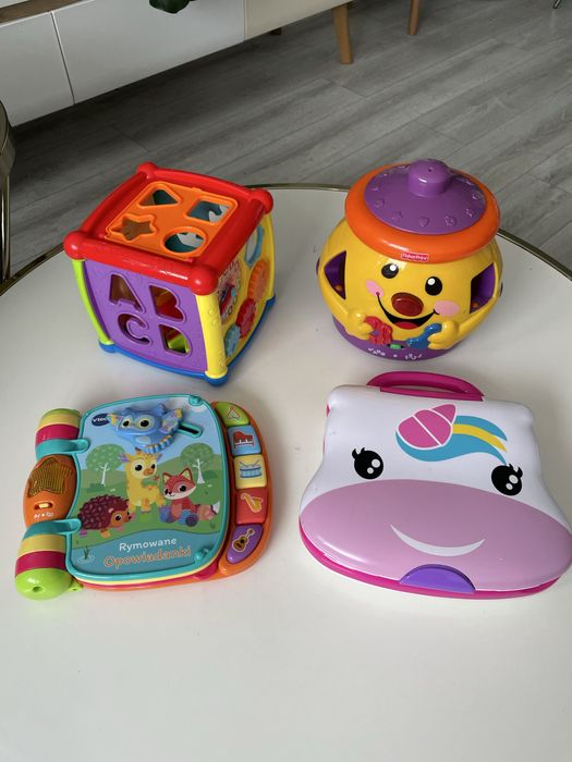 Zabawki grające Montessori  garnuszek na klocuszek laptop sorter Vtech