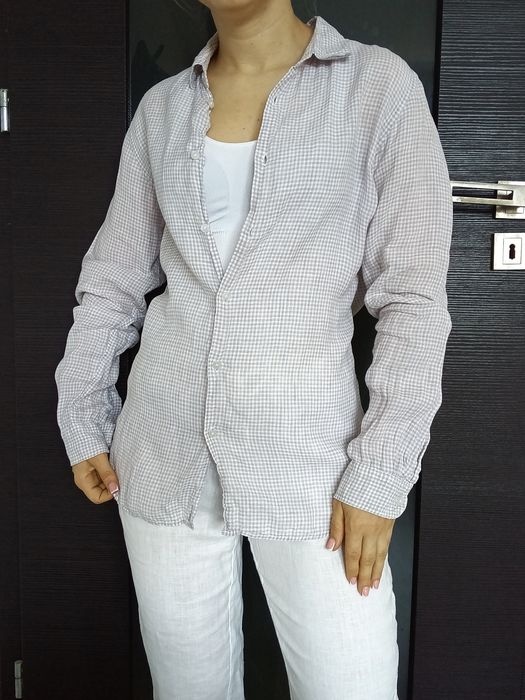 Lniana koszula w kratkę Uniqlo