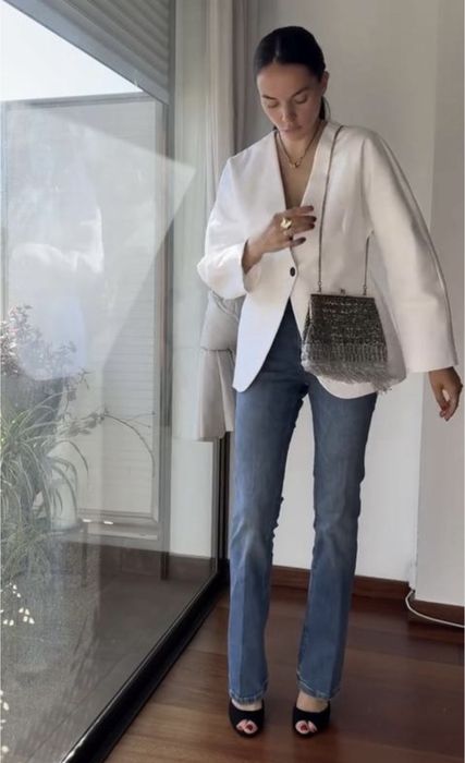 Блейзер жакет святковий білий Zara, L-XL