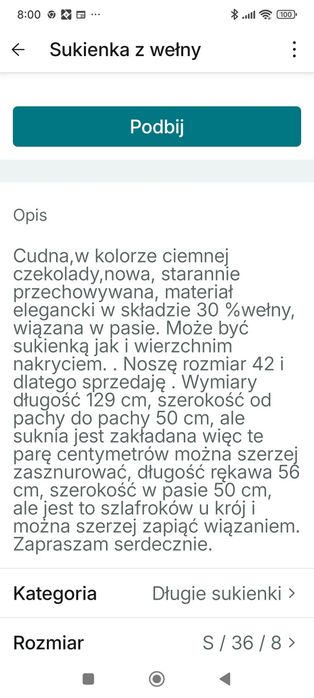Sukienka z wełny , długa