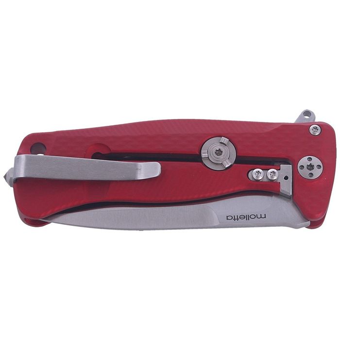 Nóż składany LionSteel SR22A Red Aluminum, Satin Sleipner by Molletta