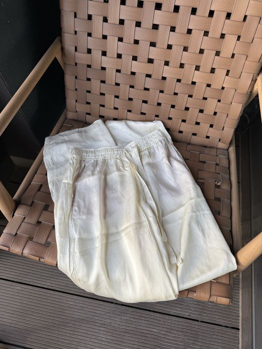 Шелковые молочные  штаны Зара Zara XS натуральный шелк
