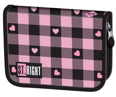 Piórnik Jednoklapkowy Bez Wyposażenia Pink Checkered St-Majewski Nowa Nieużywana