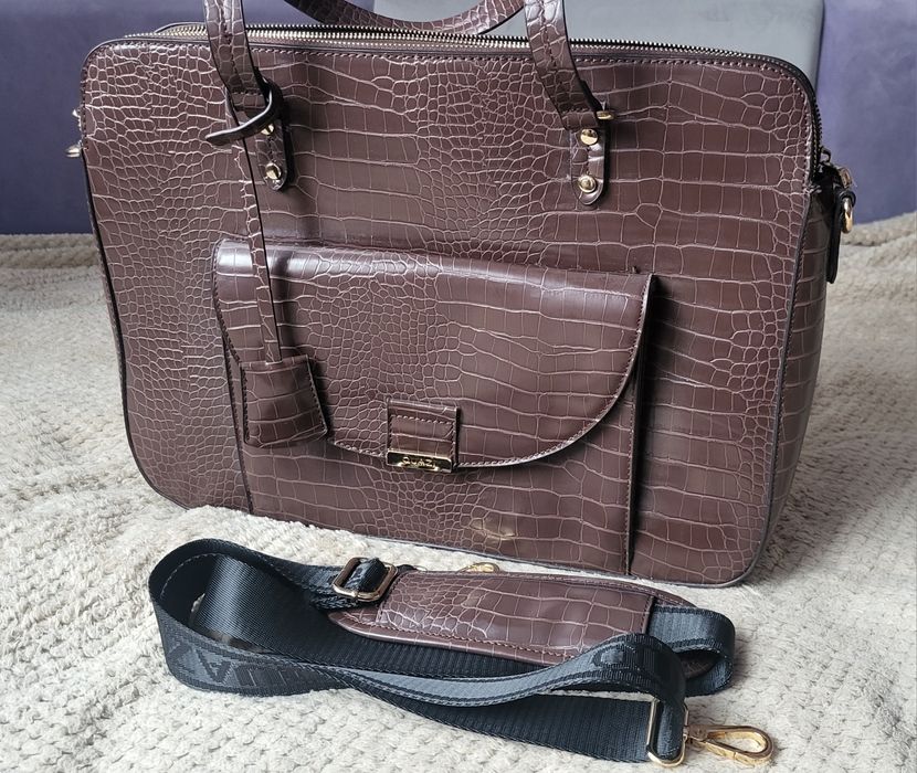 Torebka aktówka, laptop brąz