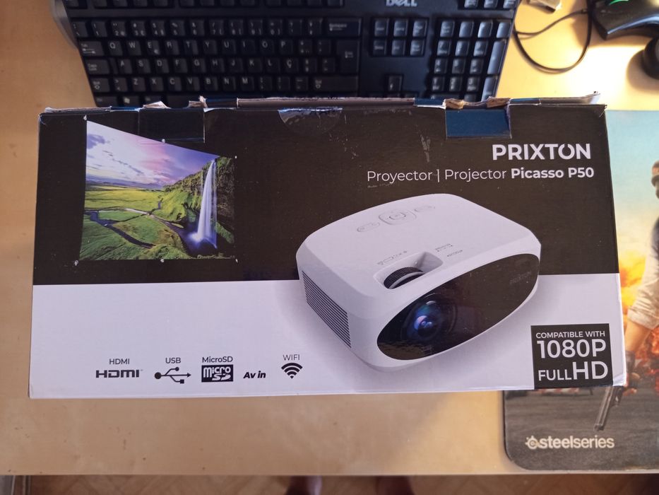 Projetor Prixton Picasso P50 Full HD Ecrã de 30 ate 210 Polegadas Como Novo Na Caixa