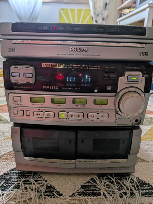 Aparelhagem Philips c/ Colunas Panasonic 100W | AUX e Cassetes
