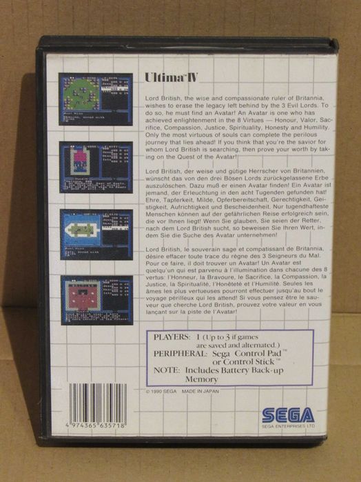 Jogo Sega Master System Ultima IV completo com mapa