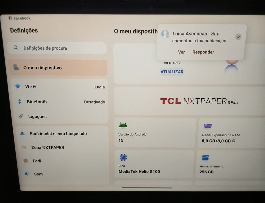 Tablet TCL NXTPAPER 11plus com caneta