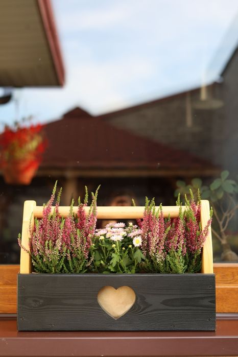 Skrzyneczka na kwiatki, wrzosy, zioła