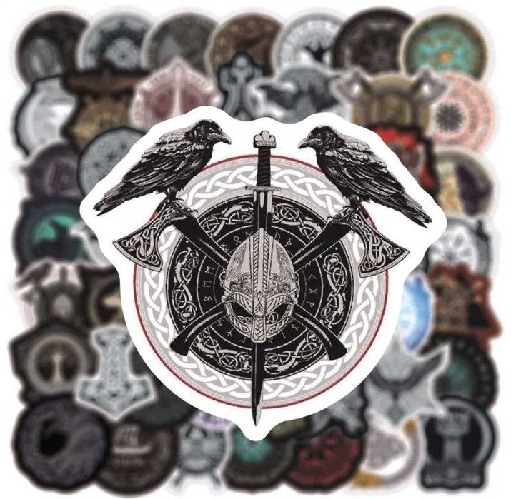 Наклейки стикеры "Викинги и скандинавская мифология" 50 шт.