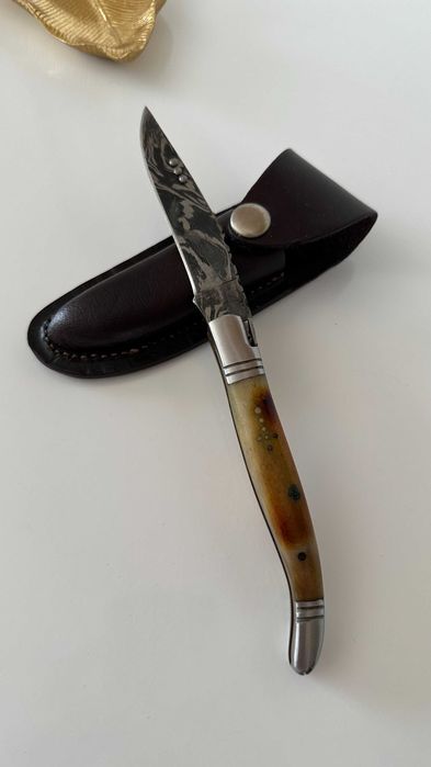 Navalha Damascus - Aço de Damasco/Feita à mão