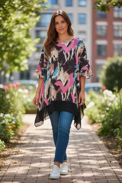 Tunika z asymetrycznym dołem.