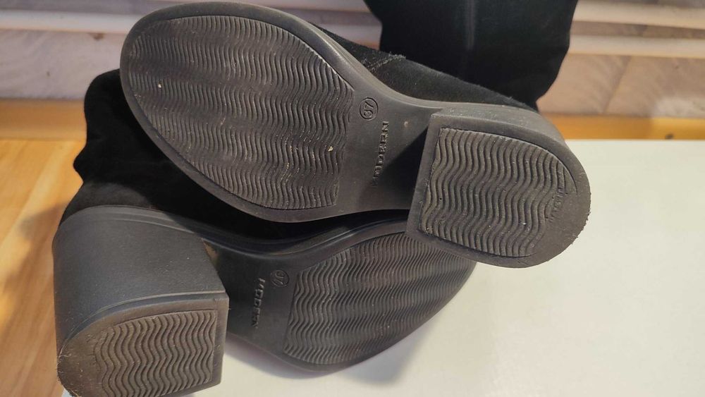 Сапоги зимние, черные, натуральный замш