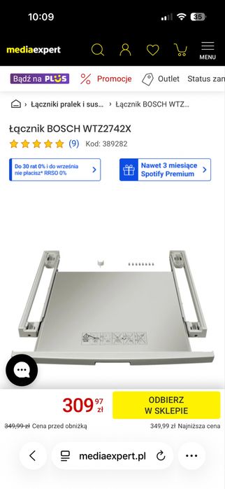 Łącznik pralka-suszarka BOSCH WTZ2742X