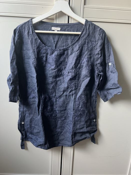 Lniana granatowa bluzka lekka i mila 40 l 42 xl