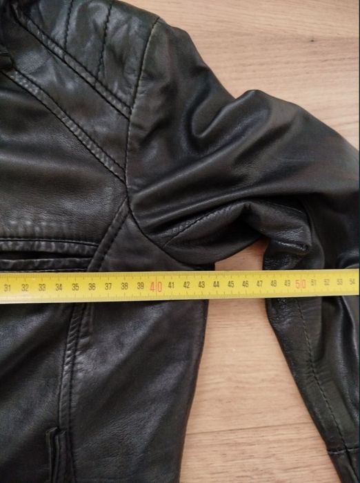 Stradivarius real leather kurtka ramoneska skórzana