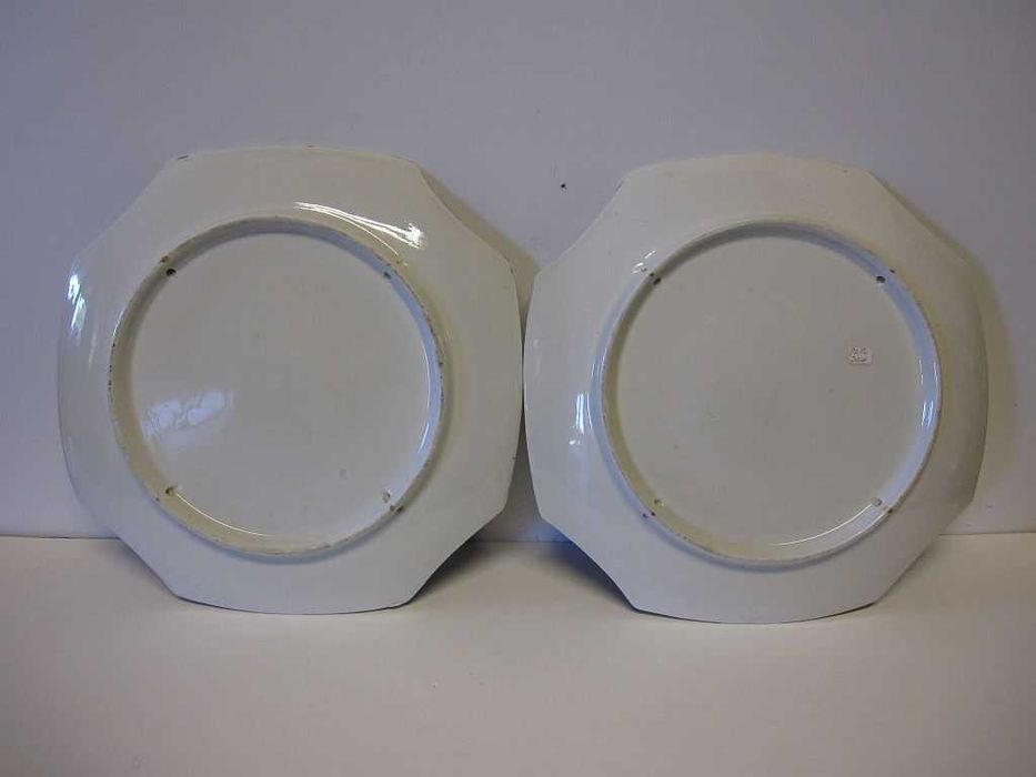 2 fantásticos antigos pratos franceses de pintados à mão-paisagens