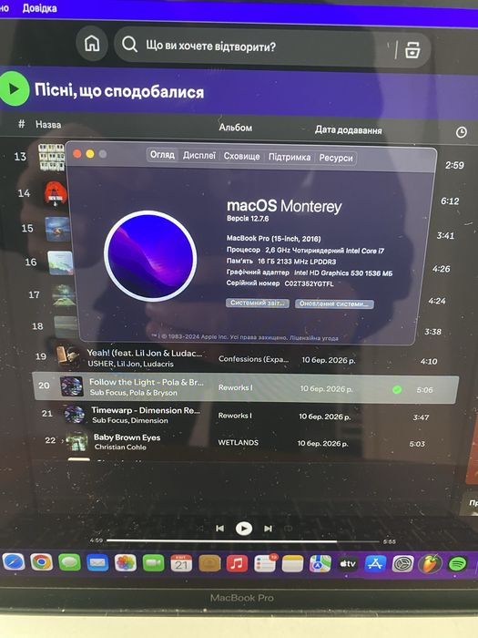 Macbook pro 15 a1707 i7 16gb