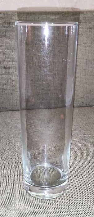 Скляна прозора ваза для квітів 27см / 7,5см