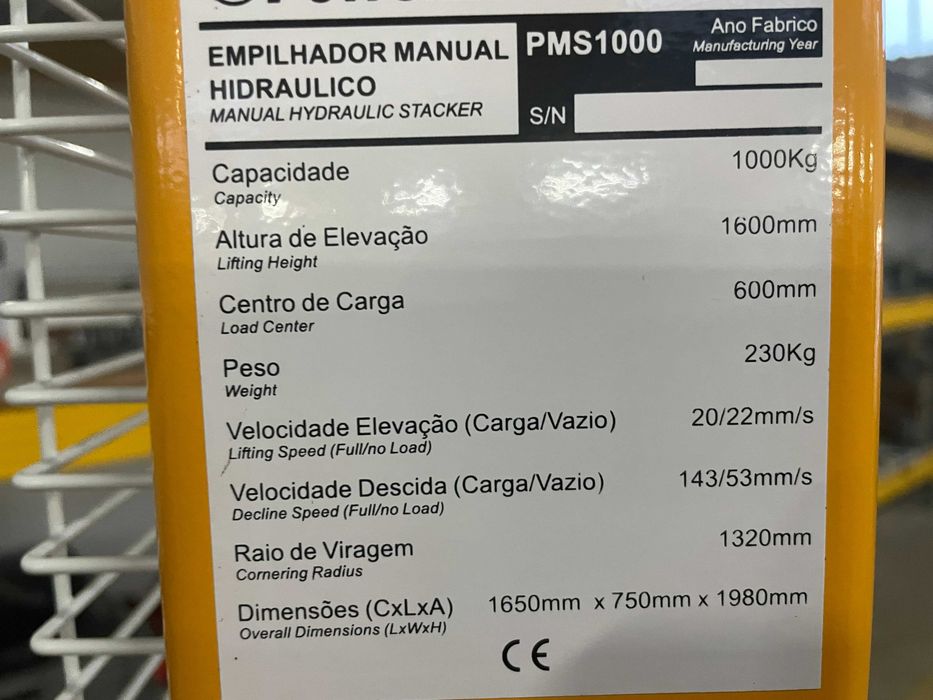 EMPILHADOR MANUAL PMS 1000