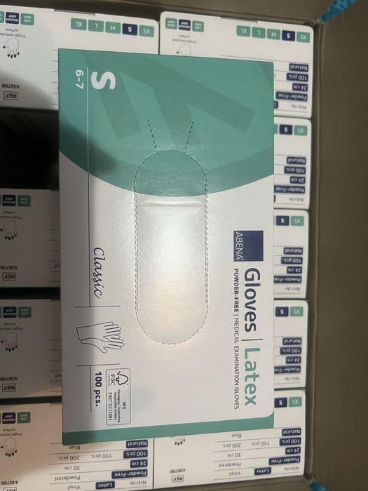 Rękawiczki lateksowe abena classic  rozmiar S 10 paczek po 100 sztuk
